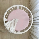 Husa saltea rotunda patut bebe copii cu elastic, 70 x 70 cm, roz (2)